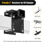 Adjustable RV Bumper Hitch Receiver, Height & Width Adjustable Trailer Hitch Adapter, 2 Inch Receiver for RV Bumper, Heavy Duty Steel RV Hitch for Cargo Carrier, Bike Rack & Trailer Towing