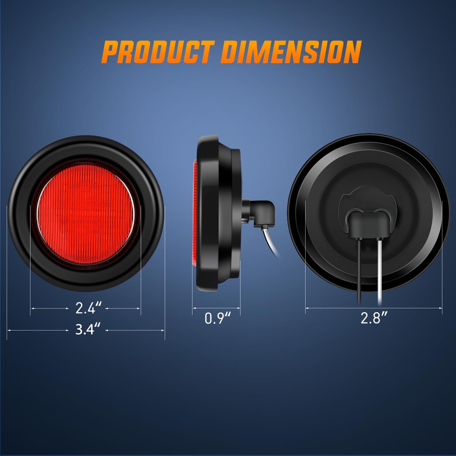 2.5" Red 13 Leds Round Marker Clearance Light (Pair) Nilight