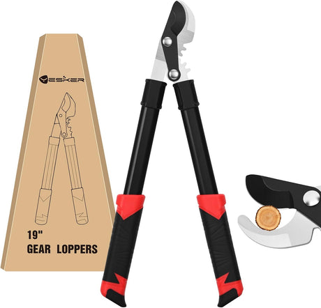 19 Inch Loppers Heavy Duty Branch Cutter Sharp Steel Blade Tree Trimmer up to 1 Inch Diameter Cut Capacity Powerful Gear Action Lightweight Bypass Loppers Tools for Tree Trimming Garden Maintenance