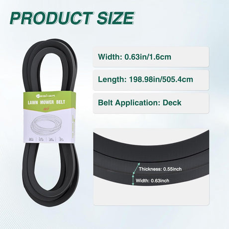 109-8073 Drive Belt 60 Inch Mower Deck Belt 5/8 Inch x 198.98 Inch for Exmark Lazer Z LZ-LP E S X-Series Deck Standard Zero Turn Lawn Mowers Heavy-Duty Durable Aramid Cord Replaces 116-1985 135-5774