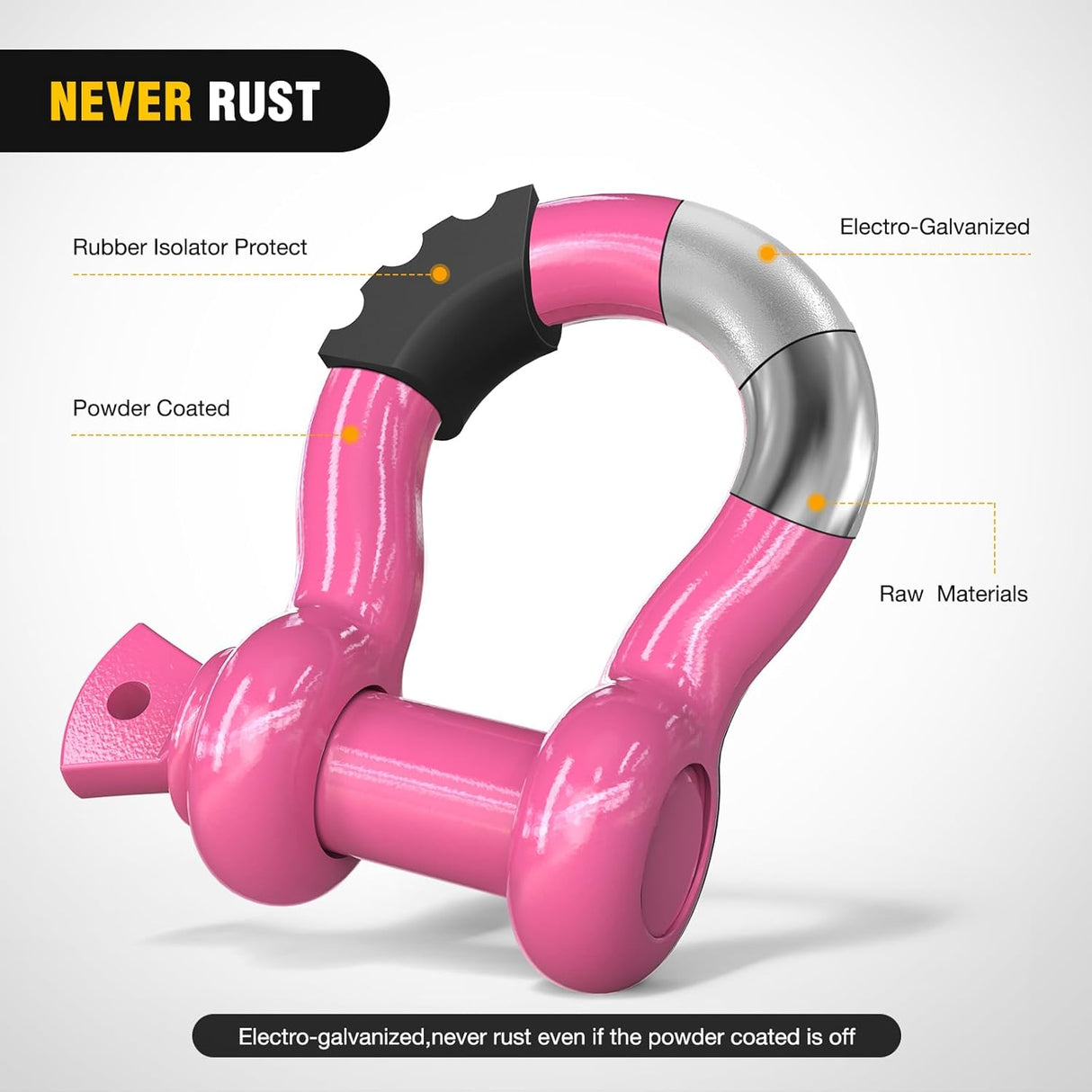 2 Pack 3/4 Inch D-Ring Shackle with 7/8 Inch Screw Pin 41,887lbs Break Strength, Heavy Duty Off Road Recovery Shackle with Isolators Washers for Use with Tow Strap, Winch, Off-Road Jeep Truck Vehicle