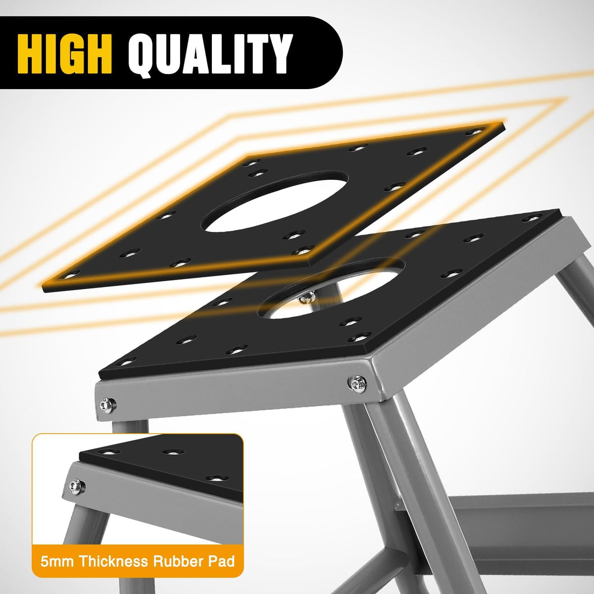 Universal Dirtbike Pit Stand Non-Slip Rubber Top Off-Road Steel Heavy Duty Moto Removable Maintenance Motocross Stand Hoist Lift Jack 1000LBS Capacity Silver