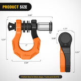 2 Pack 3/4 Inch D-Ring Separate Shackle with 7/8 Inch Lock Pin 45,000 lbs Break Strength, Off Road Recovery Shackle with Isolators Washers for Use with Tow Strap, Winch, Truck Vehicle (Black&Orange)