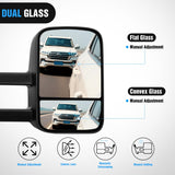 Towing Mirrors Manual Adjusted Flat Convex Glass Telescoping Folding Compatible With 1999-2002 Chevy Silverado GMC Sierra 1500 2500 3500 Suburban Tahoe Avalanche Yukon