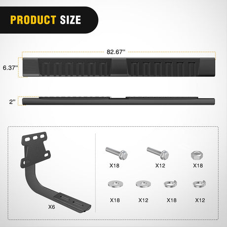 Running Boards for 2019 2020 2021 2022 2023 2024 2025 2026 Dodge Ram 1500 New Body Style Crew Cab 4 Full Size Doors 6 Inch Side Step Nerf Bars Black