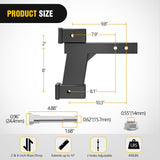 Trailer Hitch Extension Riser for 2 Inch Receiver with 2 and 8Inch Rise or Drop with Bolt Nut Clip 10,000 lbs Capacity Adjustable Extend 8 Inch 10 Inch Length Black Coated for Class I-VI Receivers