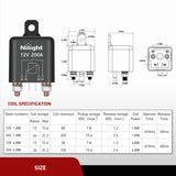 200A Starter Relay 4 Pin Split Switch 12V Continuous Heavy Duty SPST High Current Terminal Car On Off Control for Automotive Truck RV Camper