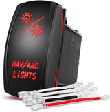 NAV/ANC Rocker Switch 7Pin Navigation Anchor Lights Toggle On Off DPDT Laser Etched 12V 24V Jumper Wires for ARB Carling NARVA Style Marine Boat Ship Vessel