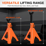 6 Ton Jack Stands, Double Locking Heavy Duty Steel 12,000 lbs Capacity, Adjustable 15.35 Inch-23.22 Inch Height for SUV Sedan Pickup Light Truck, 2 Pack