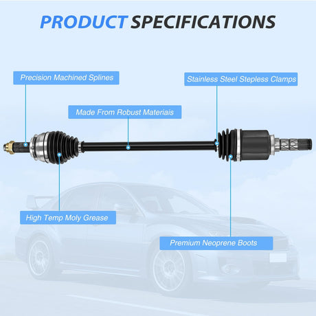 CV Axle Shaft Assembly Compatible with 2008 2009 2010 2011 2012 2013 2014 2015 Subaru Impreza 2005-2009 Legacy Outback Half-Shaft Assemblies Replacement Front Wheel Driver or Passenger Side
