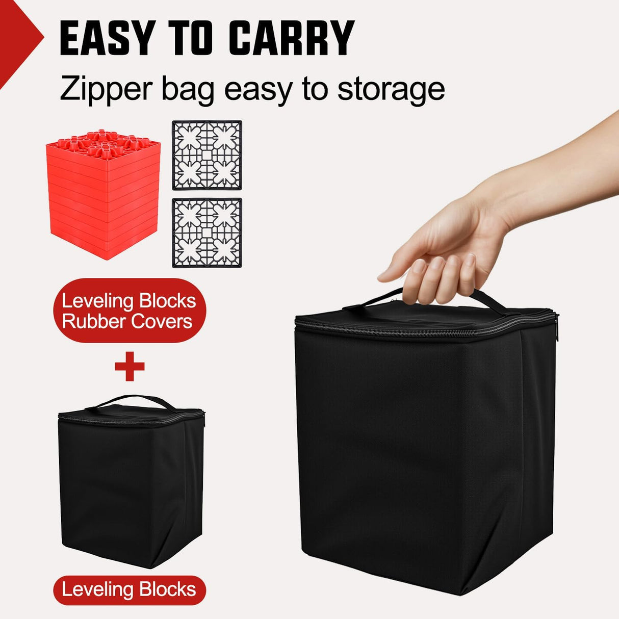 RV Leveling Blocks 12 Pack Interlocking Design Stabilizer Block Anti-Slip Rubber Covers Customizable Height with Carrying Bag for Rv Camper Travel Trailer