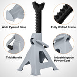 Jack Stands, 3 Ton (6,600 lbs) Capacity Heavy Duty Steel Car Lifting Stand, Adjustable Height 11.22 Inch to 16.53 Inch, 1 Pair