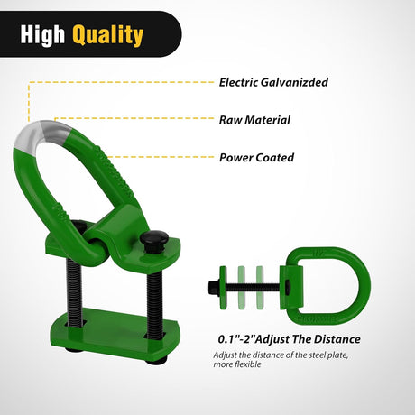 4 PCS D Ring Tie Down Anchor 1/2 Inch Heavy Duty Rings with Screws Bolts on Trailer Truck Bed Cargo 12000 Lbs Break Strength Hook Green