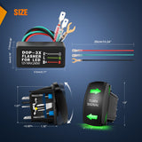 Turn Signal Switch with Flasher Relay Kit 4PIN ON Off ON Rocker Switches w/Green LED Laser Etched SPDT 12V 20A 24V 10A Jumper Wires for ATV UTV Tractor Motorcycle
