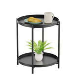 Tables Side Table, End Table Metal Small Table Indoor Outdoor & Snack Bedside Table Sofa Side Snack Table Accent Coffee Table Living Room Bedroom Balcony 2 Layer (Black)