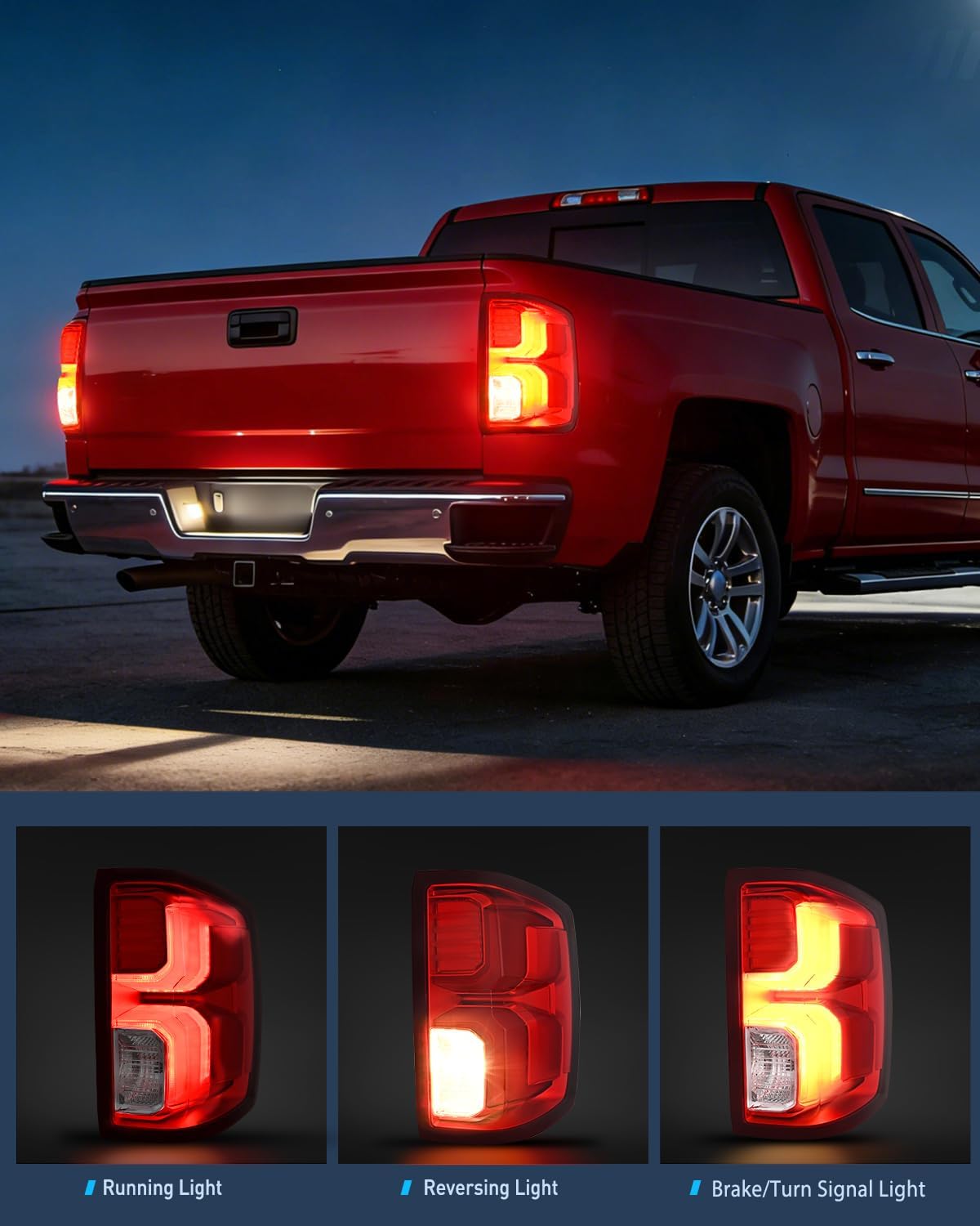 Taillight Assembly for 2016 2017 2018 Chevy Silverado 1500 | High Country Custom LS LT LTZ SSV WT LED Models Tail Light OE Style Rear Lamp Replacement Driver and Passenger Side
