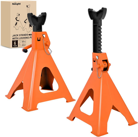 6 Ton Jack Stands, Double Locking Heavy Duty Steel 12,000 lbs Capacity, Adjustable 15.35 Inch-23.22 Inch Height for SUV Sedan Pickup Light Truck, 2 Pack