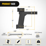 Trailer Hitch Extension Riser for 2 Inch Receiver with 2 and 10Inch Rise or Drop with Bolt Nut Clip 10,000 lbs Capacity Adjustable Extend 8 Inch 10 Inch Length Black Coated for Class I-VI Receivers