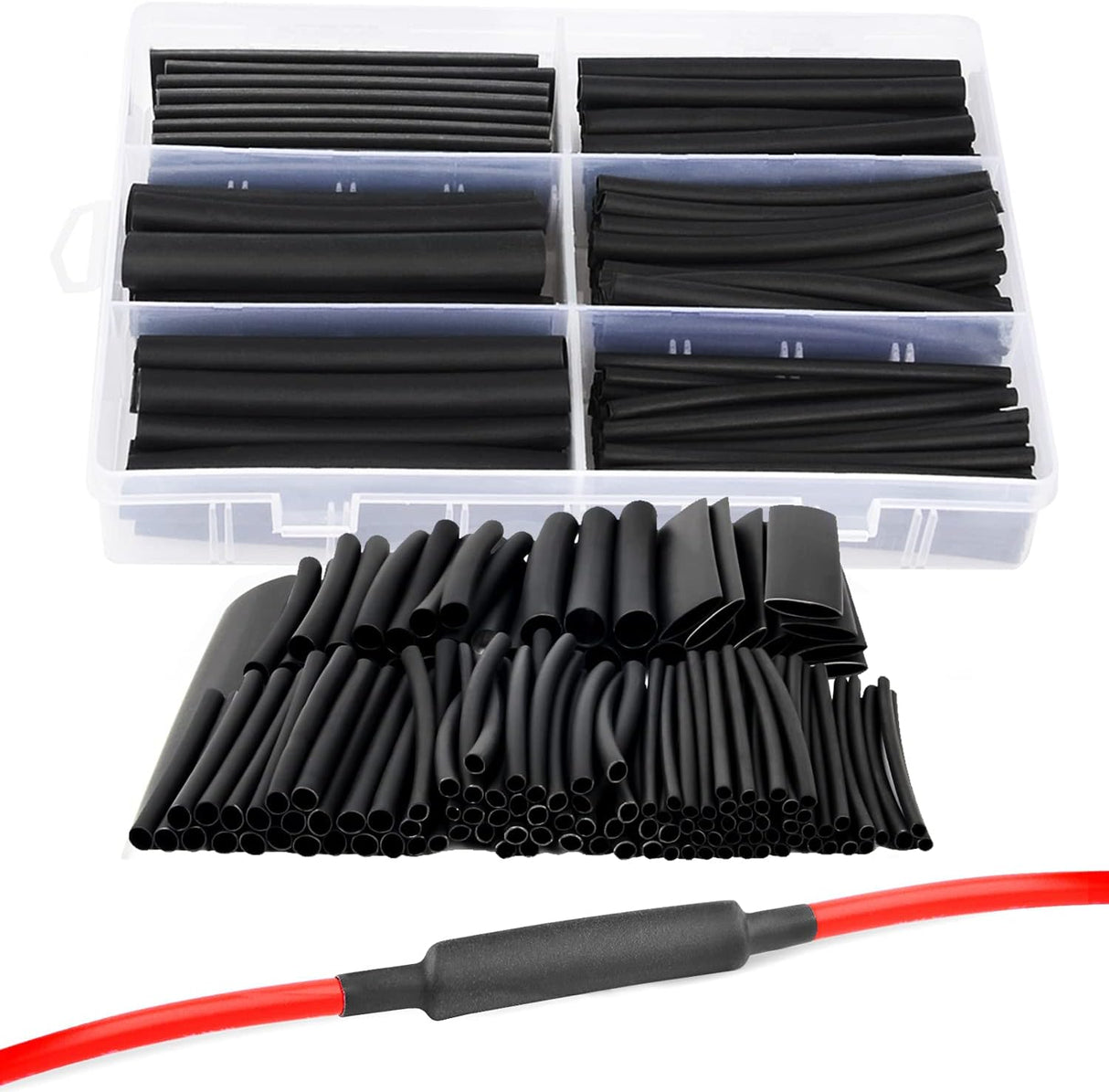 130 Pcs 3:1 Dual Wall Adhesive Heat Shrink Tubing Kit, 6 Sizes(Dia): 1/2 Inch, 3/8 Inch, 1/4 Inch, 3/16 Inch, 1/8 Inch, 3/32 Inch,Electrical Wire Cable Wrap Tube Assortment