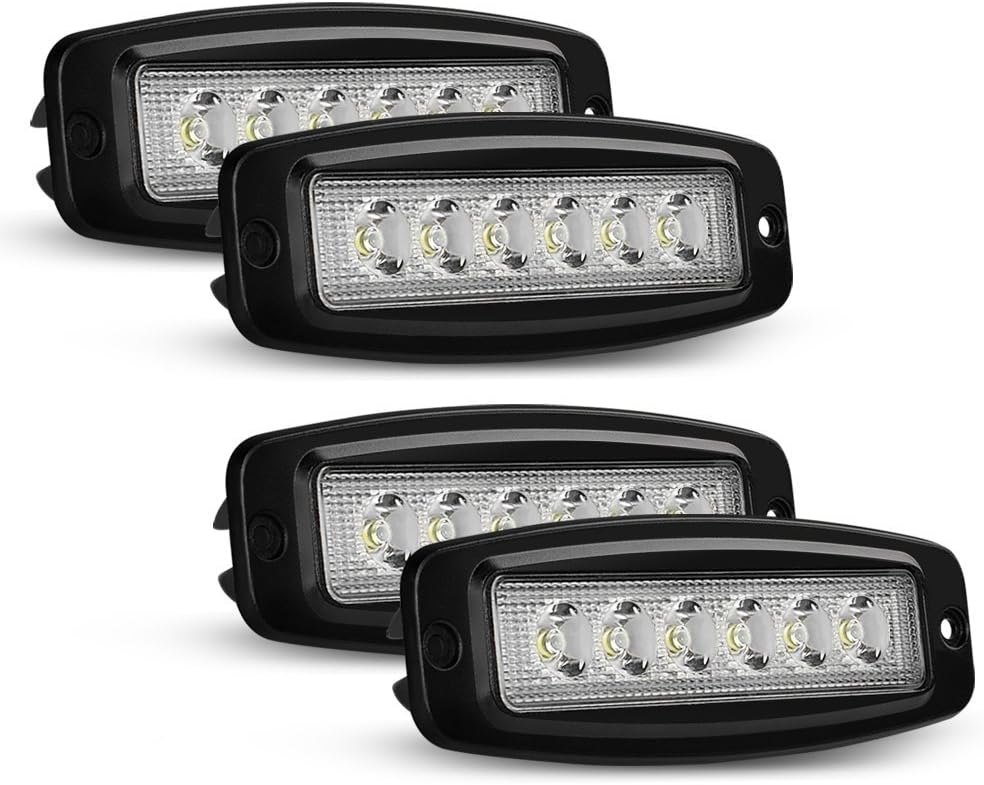 4Pcs 18W Spot LED Work Light Driving Bar Off Road Flush Mount For Jeep Truck(15028S-C)