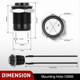 12mm Momentary Push Button Switch 6PCS with Pre Wired Harness 12V Waterproof Black Metal Small Round Power Push Button Switches 2 Pin for Car Automotive Truck Boat Marine Off-Road Vehicle
