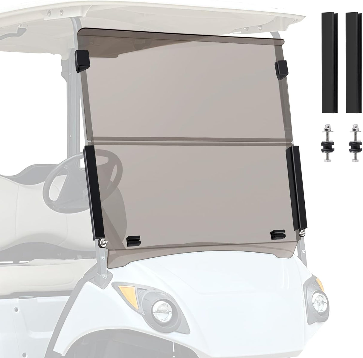 Golf Cart Windshield for Front Window Foldable UV Protection Compatible with Yamaha Drive G29 Gas or Electric Models 2007-2016 Tinted Polycarbonate (PC) Scratch and Impact Resistant