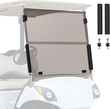 Golf Cart Windshield for Front Window Foldable UV Protection Compatible with Yamaha Drive G29 Gas or Electric Models 2007-2016 Tinted Polycarbonate (PC) Scratch and Impact Resistant