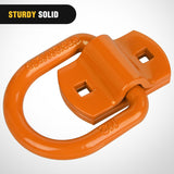 4 PCS D Ring Tie Down Anchor 1/2 Inch Heavy Duty Rings with Screws Bolts on Trailer Truck Bed Cargo 12000 Lbs Break Strength Hook Orange