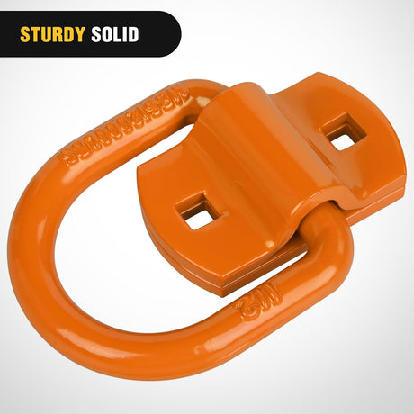 4 PCS D Ring Tie Down Anchor 1/2 Inch Heavy Duty Rings with Screws Bolts on Trailer Truck Bed Cargo 12000 Lbs Break Strength Hook Orange