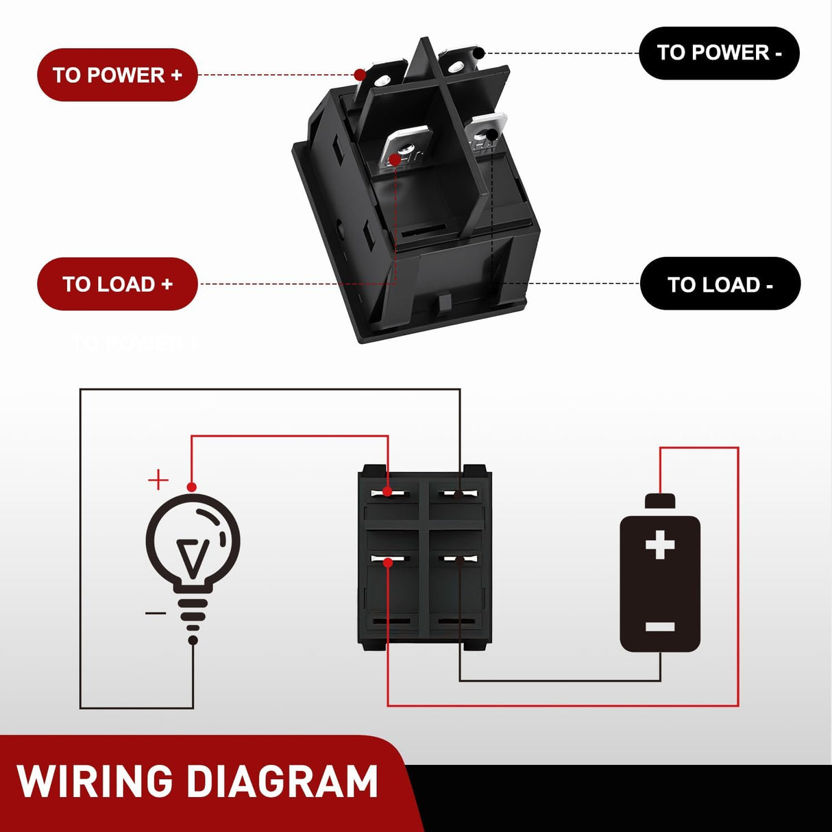 3PCS DPST Rocker Switches 12V 30A/110V 35A/125VAC 4 Pin 2 Position Switch ON Off Toggle Switch KCD4 for Car Automotive Truck Boat Marine Off-Road Vehicle