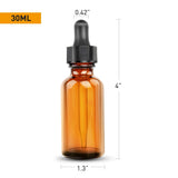 1oz Amber Glass Bottles for Essential Oils with Glass Eye Dropper - Pack of 6