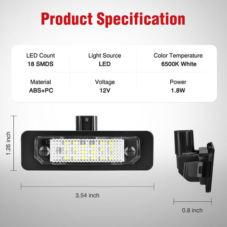 License Plate Lights Compatible with 2010 2011 2012 2013 2014 Ford Mustang 2008 2009 Ford Mercury Sable 2014 2015 Ford Edge 2010-2018 Ford Taurus with Black housing 6000K White 2PCS Pack