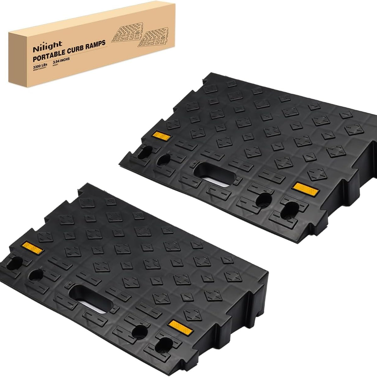 Portable Plastic Curb Ramps - 3.9 Inch Rise Interlocking Threshold Ramp ...