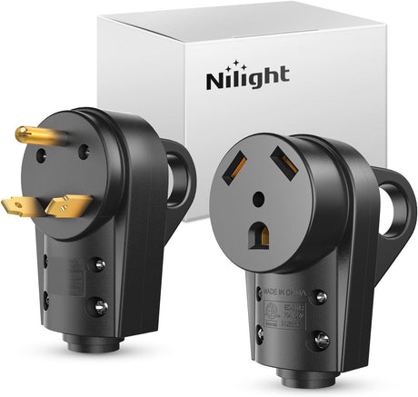 30 Amp RV Male and Female Plug Set TT-30P TT-30R Receptable 125 Volt Heavy Duty Electrical Camper ETL Listed for Caravan Motorhome Van Trailer