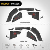 TJ Front Inner Fender Liners Fit for 1997 1998 1999 2000 2001 2002 2003 2004 2005 2006 Jeep Wrangler TJ & LJ, 2PCS Offroad Powder Coated Steel Splash Mud Guard Wheel Well Liner Covers
