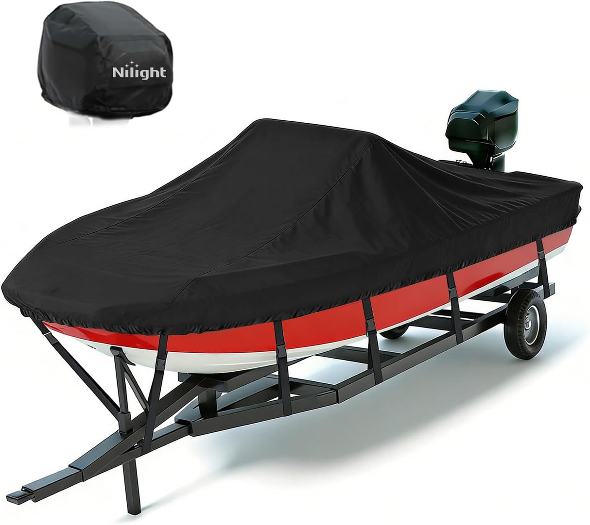 800D Heavy Duty Boat Cover 23ft-24ft | Fits boats with beam width up to 102in (Narrow Jon Boats & Fishing Boats), Marine Grade All-Weather proof Trailerable Cover