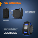 Turn Signal Switch with Flasher Relay Kit 4PIN ON Off ON Rocker Switch w/Blue LED Laser Etched SPDT Toggle Switches 12V 20A 24V 10A Jumper Wires for ATV UTV Tractor Motorcycle