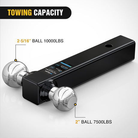 Trailer Hitch Ball Mount, 2 Inch, 2-5/16 Inch Balls, Fits 2 Inch Square Receiver, 10,000 lbs
