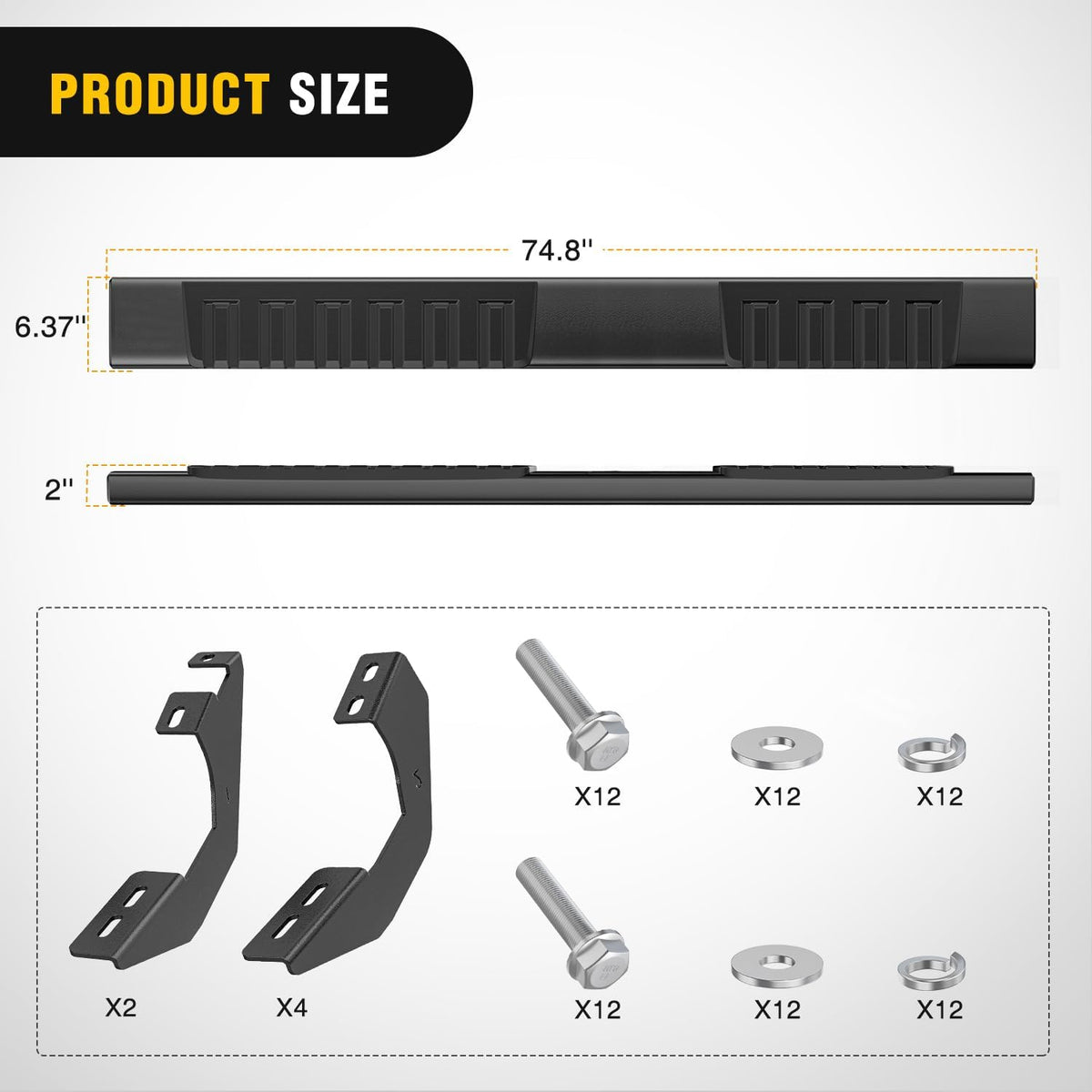 Running Boards for Toyota Tacoma 2005-2023 Double Cab | for 2 Full-Size Door & 2 Half-Size Door 6 Inch Side Step Nerf Bars Stainless Steel Black