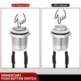 12mm Momentary Push Button Switch 6PCS with Pre Wired Harness 12V Waterproof Stainless Steel Small Round Power Push Button Switches 2 Pin for Car Automotive Truck Boat Marine Off-Road Vehicle
