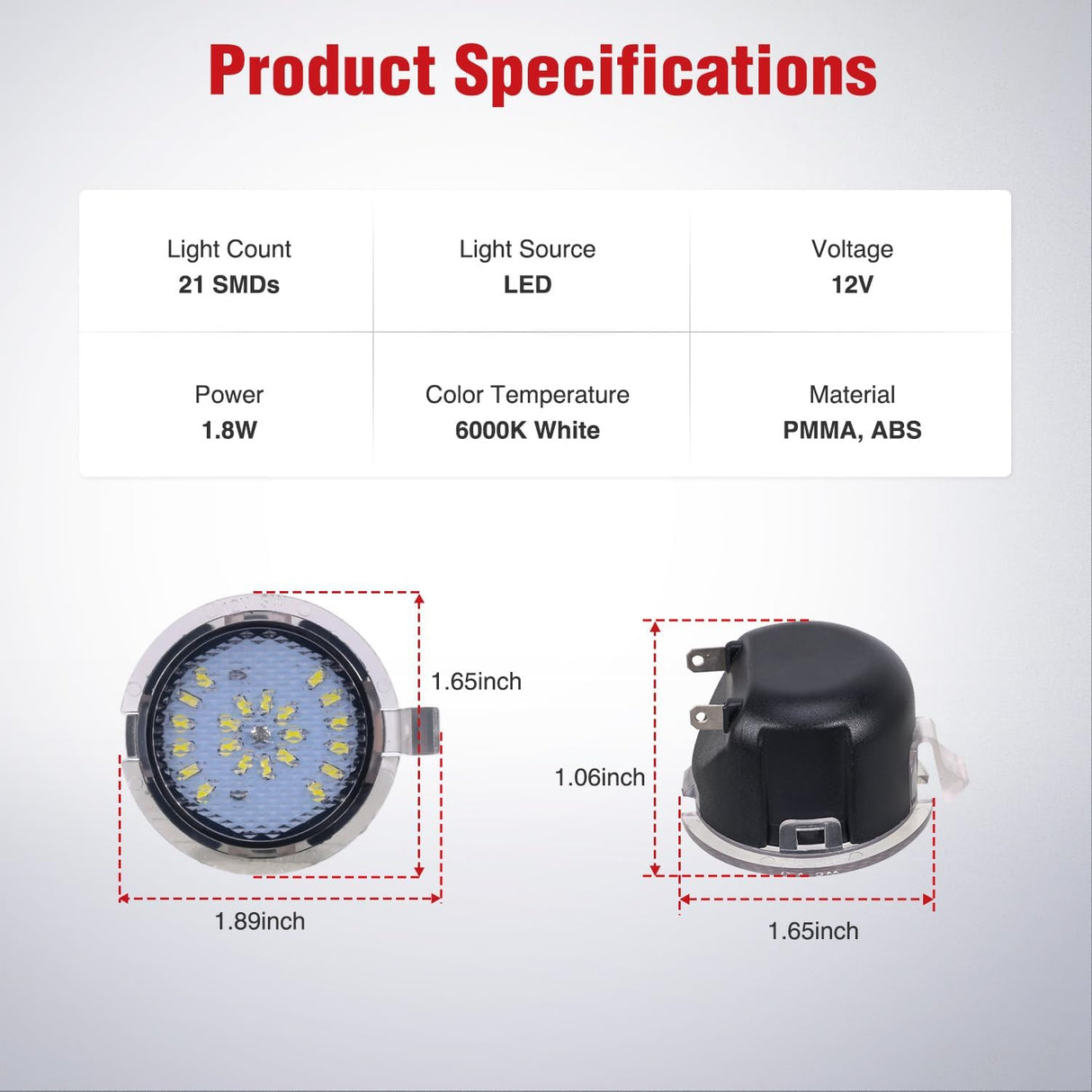 2PCS LED Side Mirror Puddle Lights Compatible with 2007-2020 Toyota Tundra 2008-2020 Toyota Sequoia, 6000K White