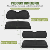Golf Cart Seat Covers 2PCS Black Leather Club Car Precedent | Waterproof Leather No Staple Design All Season Protection Sun Scratch Resistant Cover Fits 2004-2019 Club Car Precedent