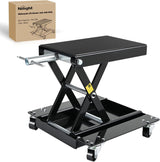 Motorcycle Lift 1100 LBS ATV Scissor Lift Jacks with Dolly Wheels Crank Handle 5.1 Inch-15.7 Inch Hoist Stand Heavy Duty Steel Lifter Jack for Motorcycles Dirt Bike Garage Storage Repair Tool, Black
