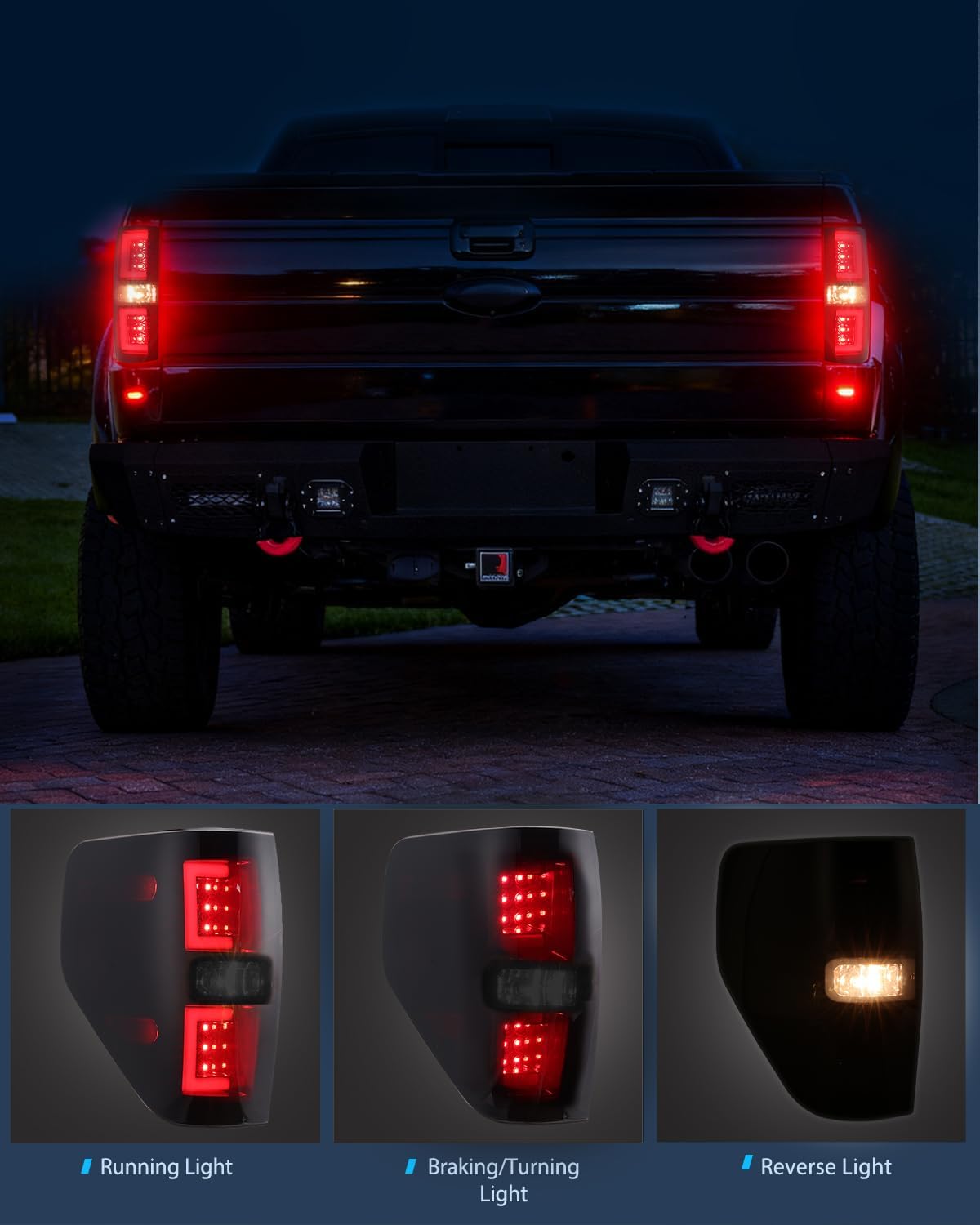 Taillight Assembly Compatible with 2009 2010 2011 2012 2013 2014 Ford F150 Incandescent Type Styleside Upgrade LED Tube tail lights; Rear Brake Lamps Smoked Lens