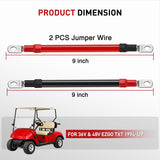 2PCS 4 AWG 9 Inch Golf Cart Battery Cable Kit Pure Copper for EZGO TXT | Heavy Duty Pure Copper AC/DC Wire Kits with Tinned Copper Lugs for 36V/48V EZGO TXT 1994-up