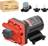 RV Water Pump, 12v Water Pump 3.0 GPM 55 PSI with Pressure Switch and Strainer Heavy Duty Diaphragm Pump 12 Volt DC Upgrade Self-Priming Low Noice for RV Camper Marine Yacht Caravan Trailer