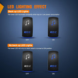 Music Rocker Switch Led Light Bar 5 Pin Laser On Off SPST Switches 20A/12V 10A/24V Blue with Jumper Wires Set for Cars Trucks Boats ATVs UTVs RVs