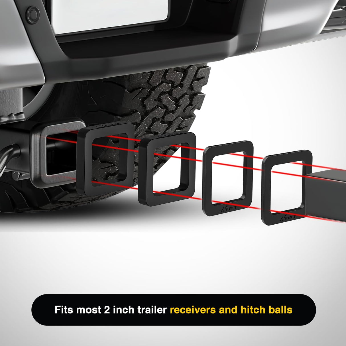 6 Pack-Multiple Size Combination 2Inch Hitch Receiver Silencer Pad Reduce Rattle and Noise Between Receivers and Tow Hitches Fits for 2Inch Trailer Hitch Receiver