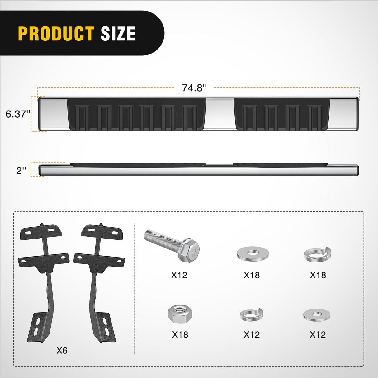 Running Boards for 2015-2025 Ford F150 Quad Cab 2 Full-Size Door & 2 Half-Size Door 6 Inch Side Step Nerf Bars Stainless Steel Silver
