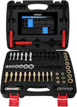 56PCS Thread Chaser Set SAE Metric Universal UNC UNF Sizes | Master Thread Repair Kit with Case 23 Taps 28 Dies 3 Files 2 Gauge Automotive Tool for Mechanics Auto Shop Home Garage Repair